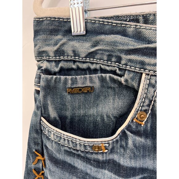 Rivet De Cru Jeans Size 33 Straight Leg Denim Medium Wash Distressed Retro - Picture 3 of 11